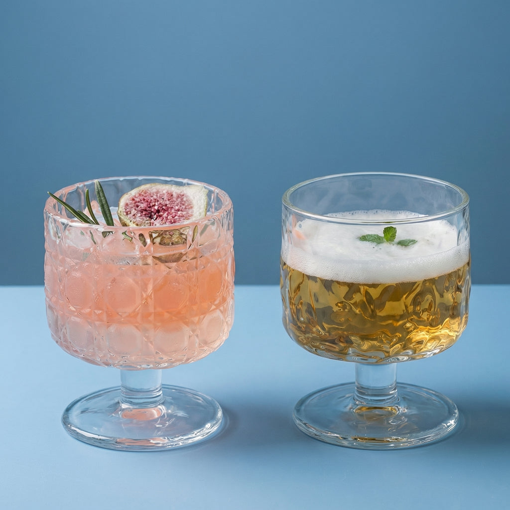 Vintage Embossed Stemmed Glass Cup
